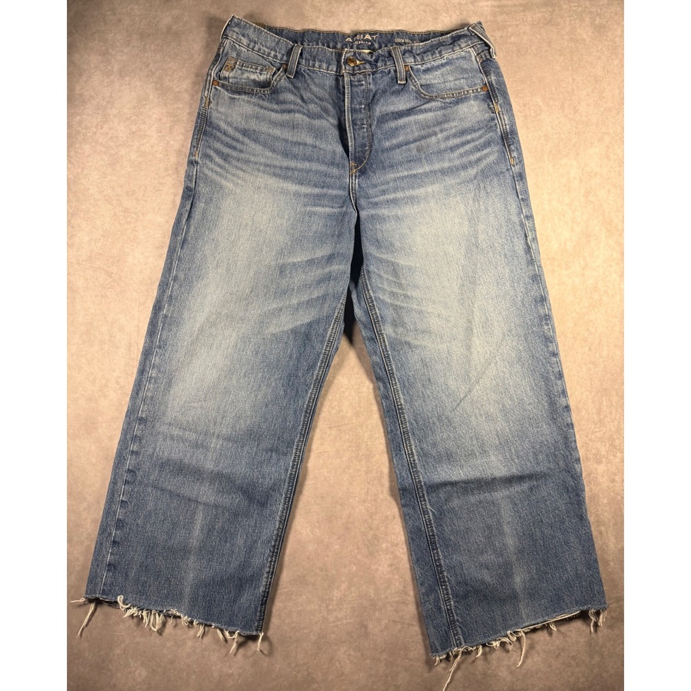 Ariat Tomboy Wide Leg Jeans Women's 33R Ultra High Rise Medium Wash Western